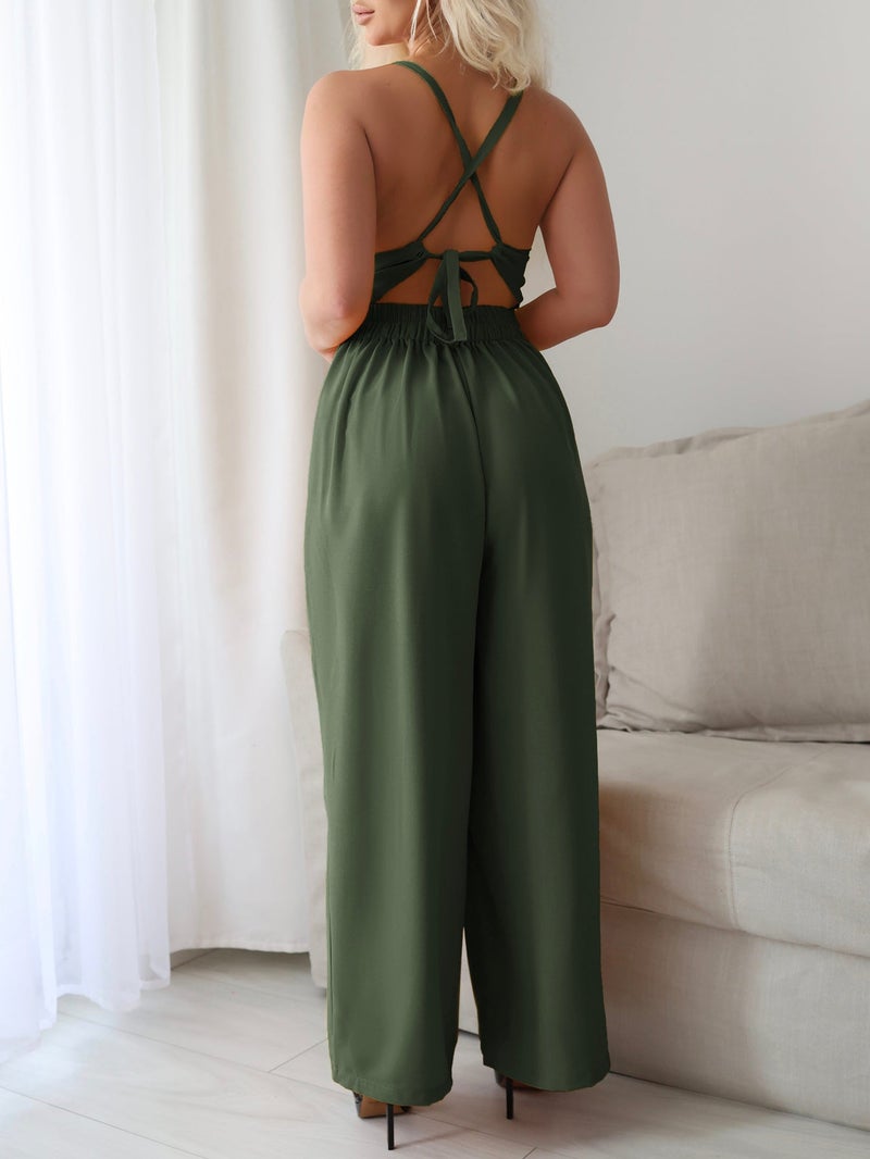 OUTZIDR Olive Sweetheart Neckline Jumpsuit - Image 2